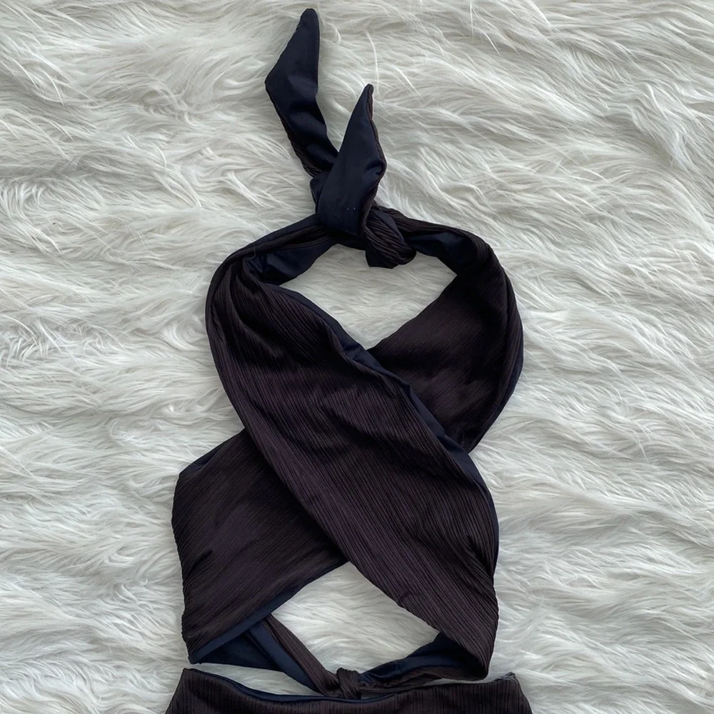 Frankie’s Bikinis | Dorothy Plissé Halter One Piece Swimsuit
